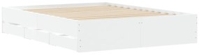 fehér szerelt fa ágykeret fiókokkal 140 x 190 cm