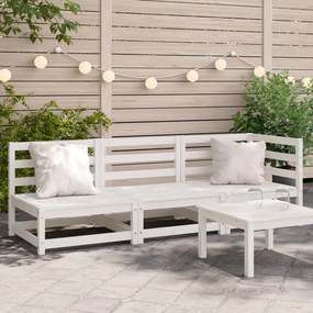 vidaXL fehér háromszemélyes tömör fenyőfa kerti kanapé