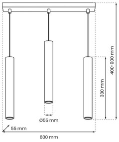 Csillár zsinóron HUDSON 3xGU10/8W/230V fekete