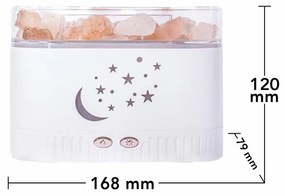 Új Design Párologtató Aroma Diffúzor Sókő kristály és Láng LED fénnyel 250ml - KP-023 Fehér