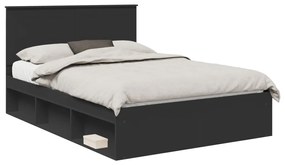 vidaXL Ágykeret fejtámlával fiókkal Fekete 150 x 200 cm Tömör fenyőfa