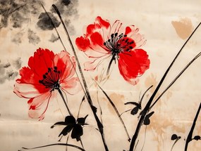 Vászonkép Canvas Grafika Virágok Pipacsok Piros Minimalizmus 80x60