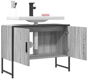 szürke sonoma szerelt fa fürdőszobai mosdószekrény 80x33x60 cm