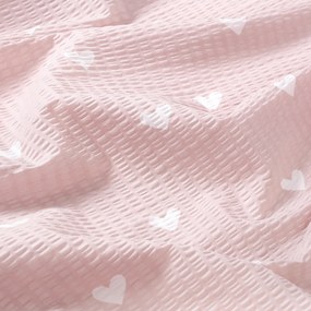 Goldea pamut krepp anyag - szívecskék, púderrózsaszín alapon 160 cm