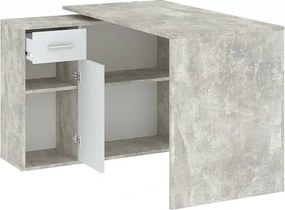 NASH 1 ajtós, 1 fiókos íróasztal | Beton + Fehér