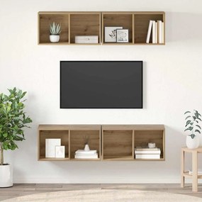 Fali TV Szekrény 4 pcs kézműves tölgy 37 x 37 x 72 cm Faanyag