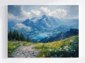 Vászonkép Canvas Magas Hegyek Alpok Csúcsok Tó Ösvény 100x75