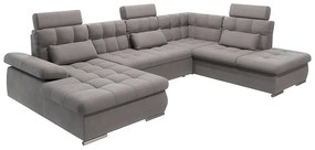 Szürke kinyitható tárolóhelyes sarokkanapé (jobb oldali-U alakú) Merkur – Ropez