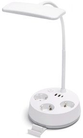 Aigostar B.V. Aigostar - LED fényerőszabályozható asztali lámpa aljzatokkal és USB-vel LED/4,6W/230V fehér AI2023