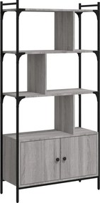 vidaXL szürke sonoma szerelt fa könyvespolc ajtókkal 76,5x30x154,5 cm