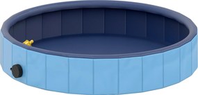 PawHut Összecsukható Kutyas pool Permetezővel Hordozható Fürdőszoba Kis Háziállatoknak PVC Csúszásmentes és Növényvédett Beltérre és Kültérre Ø80x20 c