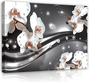 Vászonkép Virágok Orchideák Gyémántok Absztrakt Vászon Fal Nagy 120x80