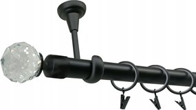 Mennyezeti Fém Függönykarnis 25 mm szimpla Fekete Matt 160 cm MIX Végek