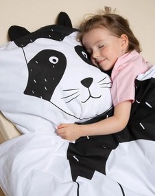 Pamut ágynemű kiságyba RACCOON fekete-fehér Ágyneműhuzat mérete: 40 x 60 cm | 100 x 135 cm