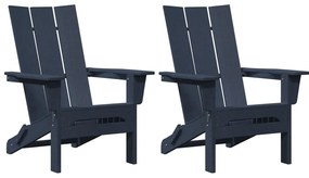 Összecsukható Adirondack Székek 2 db Tengerészkék 74.5x80.5x90 cm HDPE