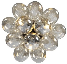 Design mennyezeti lámpa fekete borostyánüveggel 3-lámpás - Uvas