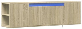 sonoma tölgy színű fali TV-szekrény LED-ekkel 135x31x39,5 cm