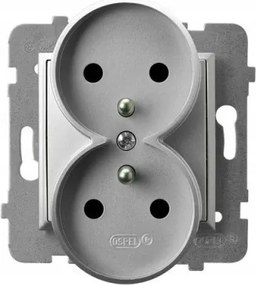 Ospel Aria Dupla Földelt Fali Aljzat Ezüst (GP-2URZ/m/18)