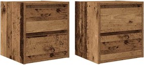 vidaXL 2 db antik fa színű falra szerelhető éjjeliszekrény 38x34x40 cm