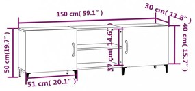 füstös tölgy színű szerelt fa TV-szekrény 150 x 30 x 44,5 cm