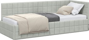 vidaXL Sarokágy keret fejtámlával Világosszürke 80 cm x 200 cm Bársony
