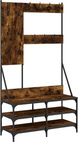 vidaXL füstös tölgy színű ruhafogas cipőpolccal 100x40x184 cm