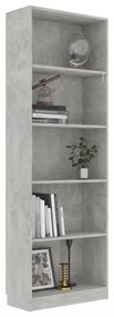 5-szintes betonszürke szerelt fa könyvszekrény 60 x 24 x 175 cm