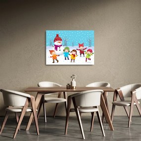 Kép - Téli gyerekes mulatságok (üvegen) (70x50 cm)