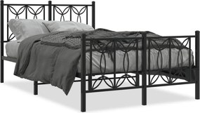 vidaXL fekete fém ágykeret fej- és lábtámlával 120 x 190 cm