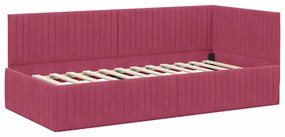 Sarokágy keret fejtámlával bordó 90 x 200 cm Bársony