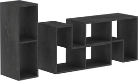 HOMCOM Mobil TV Állvány 75" Moduláris 2 L-alakú Polccal és Téglalap Polccal, Modern Forgácslap TV Állvány a Nappaliba, 134-180x30.5x44 cm, Fekete | Ao