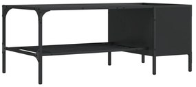 fekete szerelt fa dohányzóasztal állvánnyal 100 x 51 x 40 cm