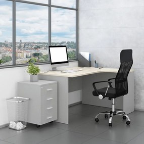 Irodabútor garnitúra SimpleOffice 2, 140 cm, jobb, szürke / világos tölgy