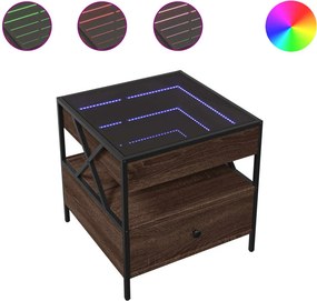 vidaXL barna tölgy végtelen hatású LED-es dohányzóasztal 50x50x51 cm