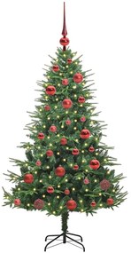 Mesterséges, elővilágított karácsonyfa labdákkal Zöld 150 cm