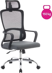 Irodai szék, fekete/szürke/króm, teherbírás 150 kg, RANDY