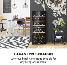Klarstein Barossa 102D, borhűtő, 2 zóna, 102 palack, LED érintőképernyő, fekete