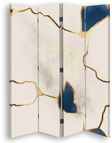 Gario Paraván Kék-arany vonalakkal Méret: 145 x 170 cm, Kivitelezés: Klasszikus paraván