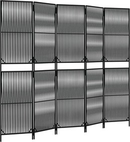 vidaXL fekete 5-paneles polyrattan térelválasztó