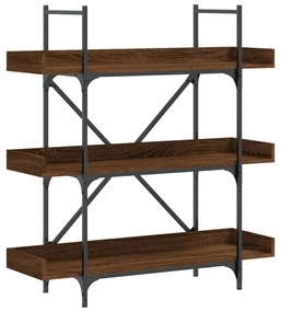 3-szintes barna tölgy szerelt fa könyvespolc 100x33x108,5 cm