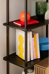 Fekete polcos állvány tölgyfa dekorral 80x163x35 cm Teidi – noo.ma