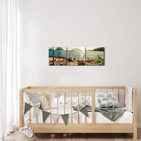 Kép - Strand emberekkel (órával) (90x30 cm)