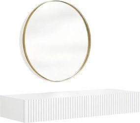 Nicole fali sminkasztal arany tükörrel 60 cm - matt fehér