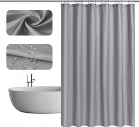 Zuhanyfüggöny Curtain , Penészálló, Textil, Vízálló, Világos Szürke 200X240
