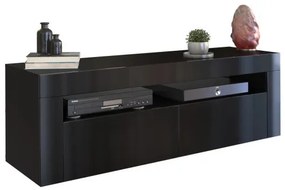 TV szekrény - Holzmeister Deko-2D - 140 cm - magasfényű fekete