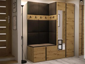 Előszoba Tovenaz XII (artisan tölgy + fekete + barna) (tükörrel). 1104834