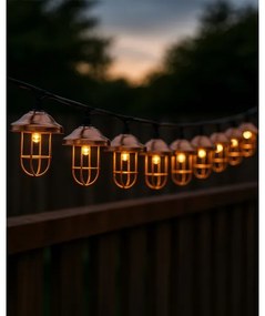 Napelemes LED fényfüzér 10xLED/1,2V 300 mAh 3,8 m IP44 rézszínű