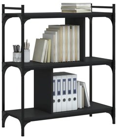 3 szintes fekete szerelt fa könyvespolc 76 x 32 x 88 cm