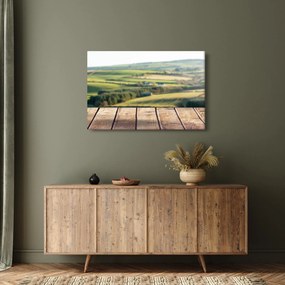 Kép - Fa polc tájképi elemekkel (90x60 cm)