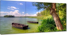 Vászonkép 60x30 Horgászcsónakok Tó